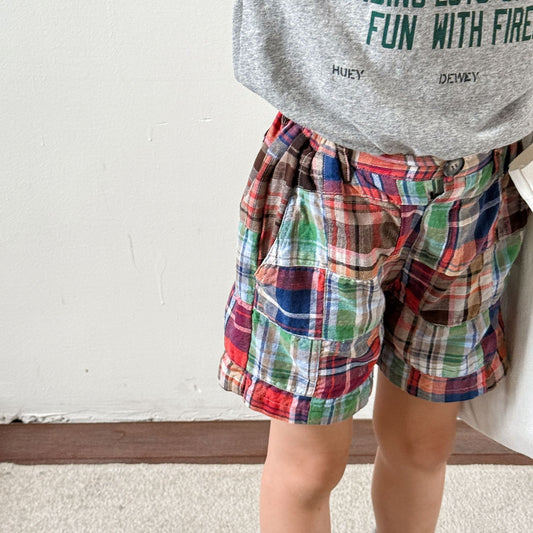 Patchwork Plaid Shorts