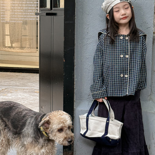 Midnight Grid Sailor Top