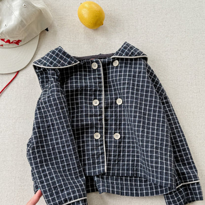 Midnight Grid Sailor Top