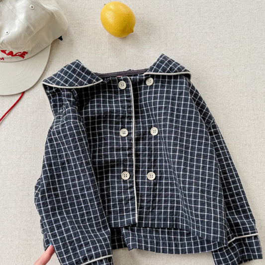 Midnight Grid Sailor Top